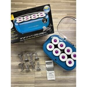 Conair Infiniti Pro 8 Jumbo Flocked Hot Rollers Curlers Blue - JL366